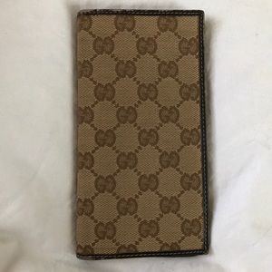 Gucci Monogram Canvas Bifold Checkbook Wallet